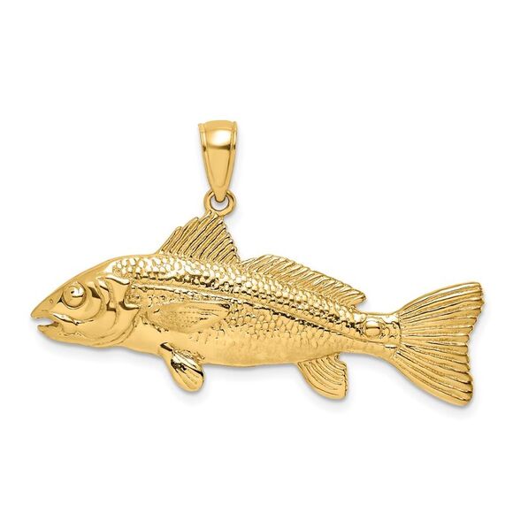 10K Yellow Gold 3-D Red Fish Charm